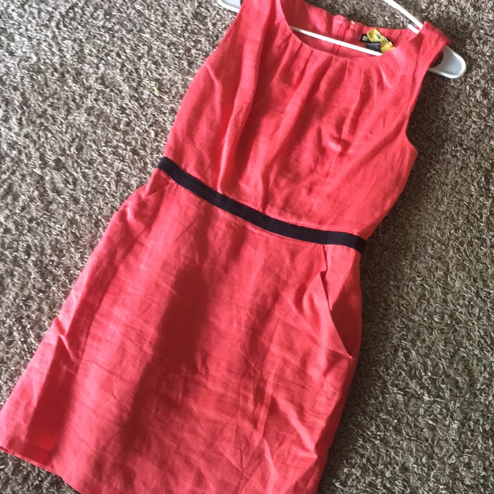 Peach linen dress- bright with sophistication  Xs
